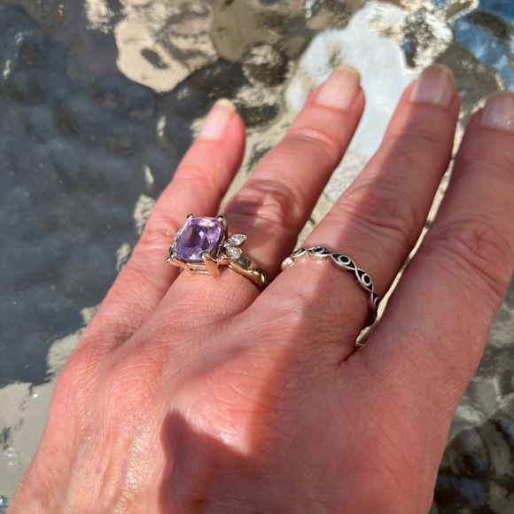 14kt White Gold Diamond Amethyst Ring. Sz 5.5 - Picture 4 of 14